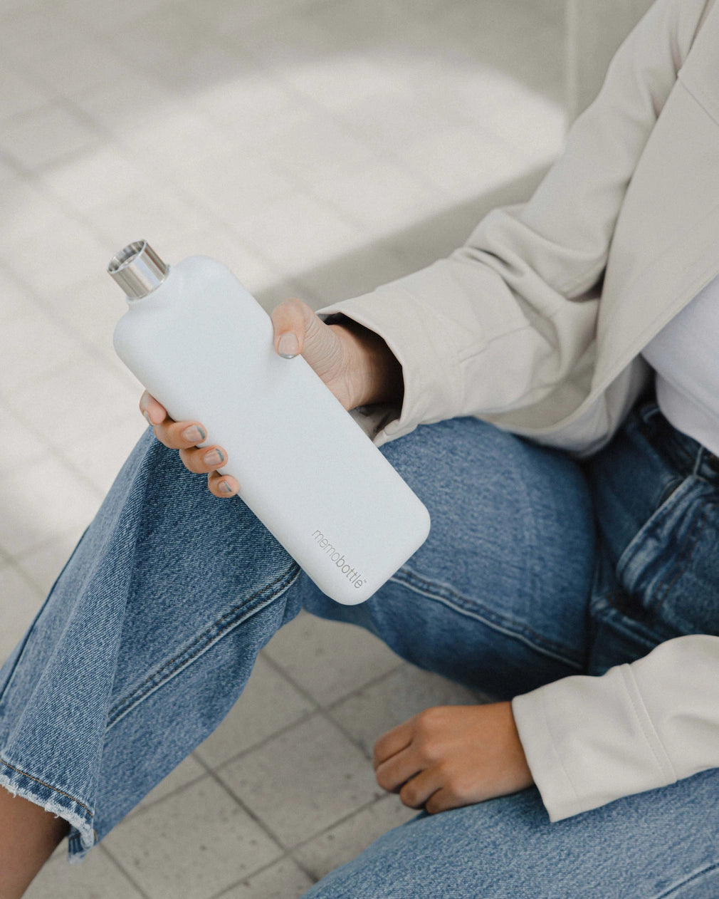 Memobottle Slim - Rozsdamentes Acél Vizespalack - 600ml - fehér