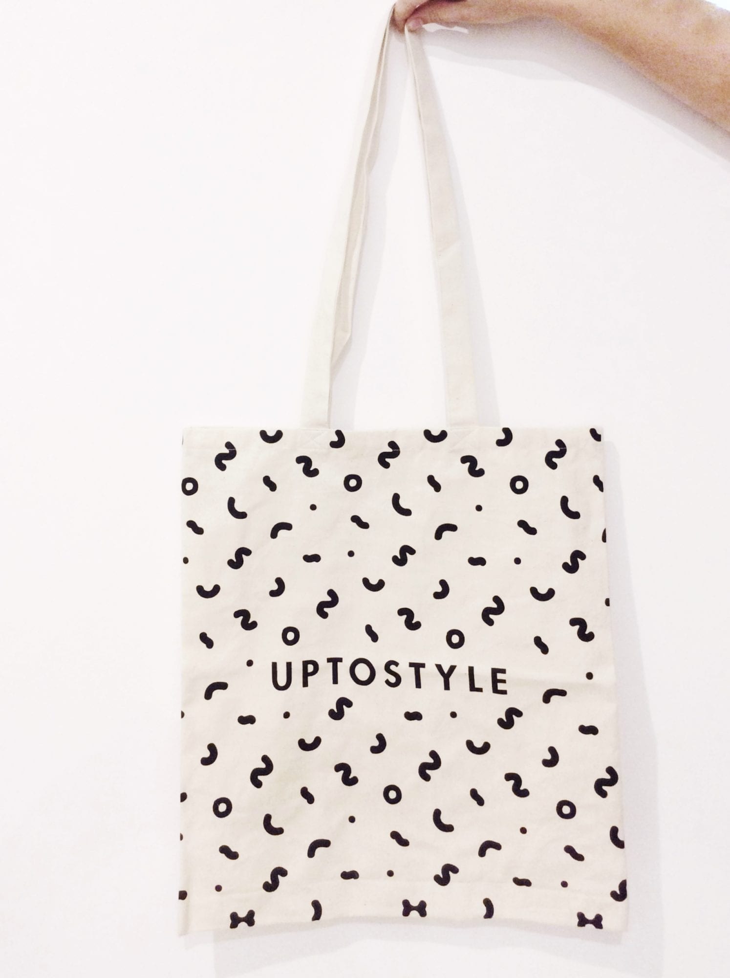 UPTOSTYLE - Dotty totebag - fehér füllel